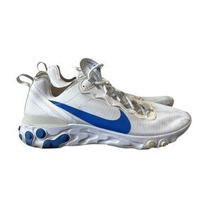 Nike White React Sneakers with Blue Swoosh